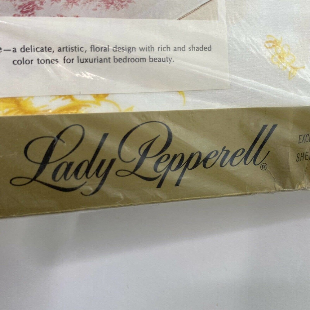 Lady Pepperell Miralux Vintage Double Fitted Sheet Floral MCM Retro Decor NEW - Picture 2 of 9